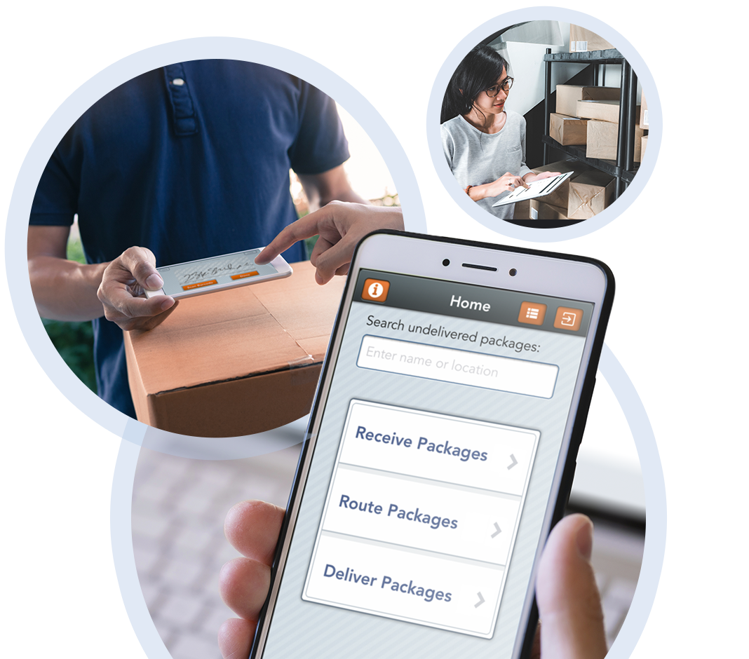 Package delivery tracking app on iPhone, signing for delivery